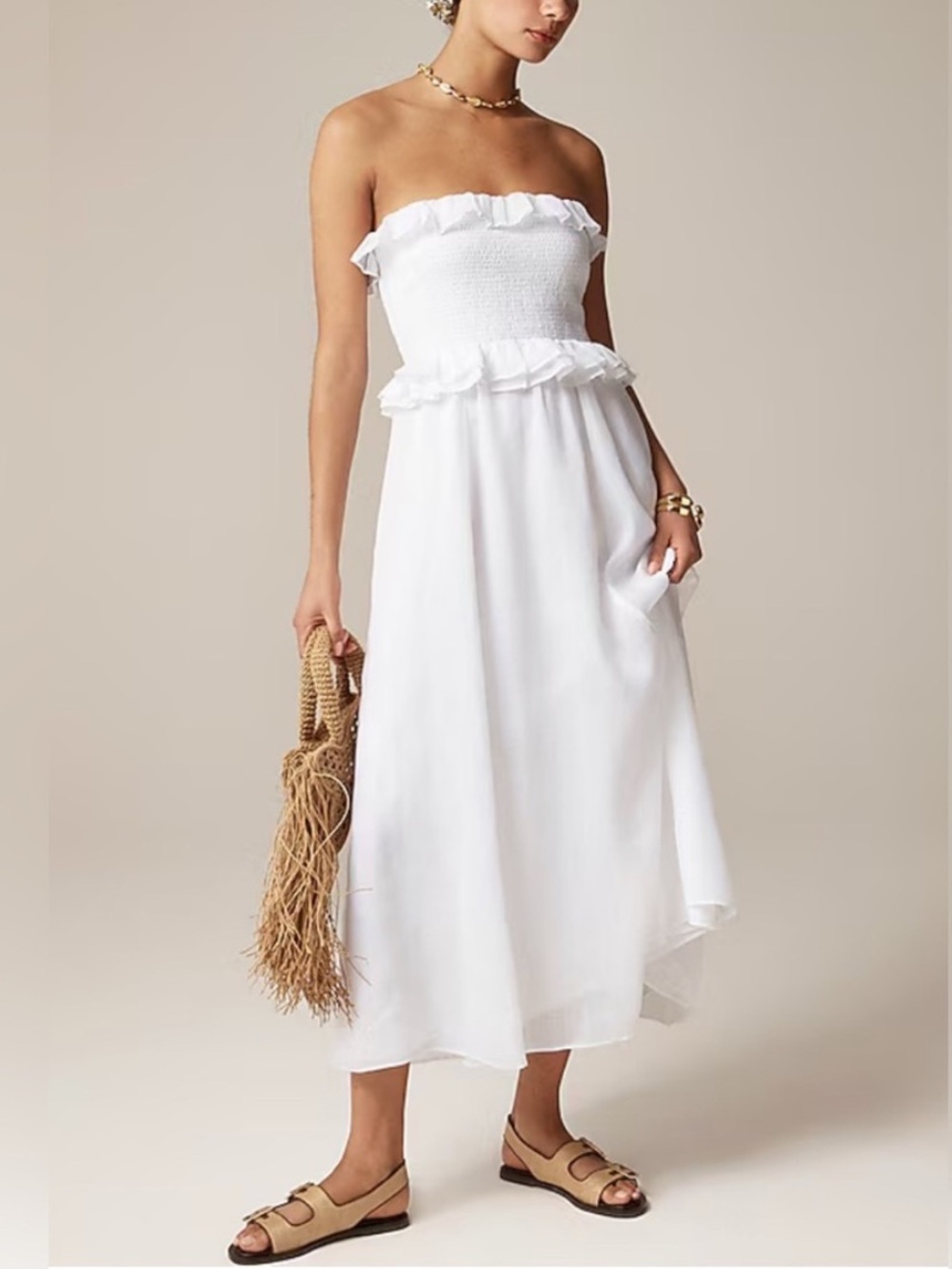 J. Crew NWT Ravenna Dress Size XS Maxi Ramie White